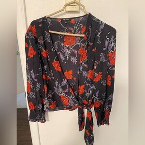 Madewell Silk Floral Wrapped Blouse Top | Size Large | Great Condition
